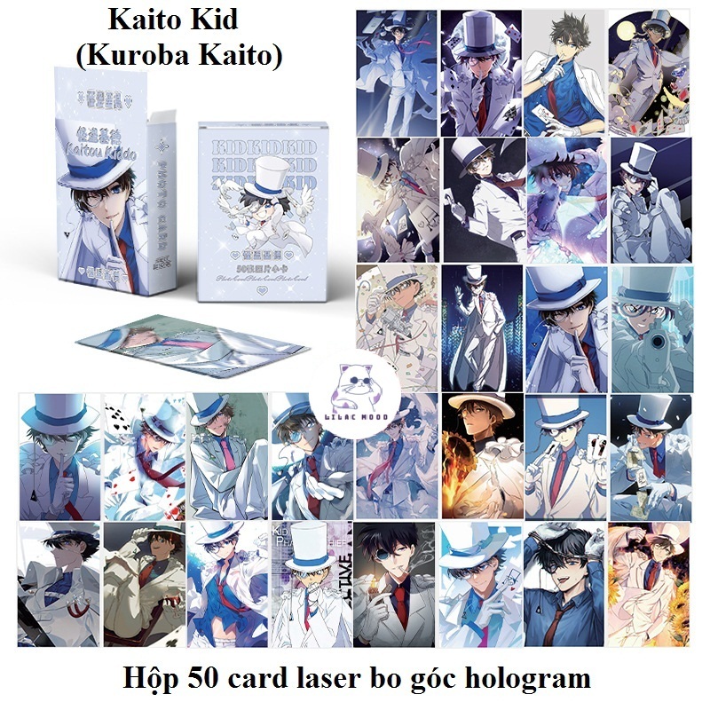 พร้อม/ฝาครอบต่างกัน Kaito Kid 1412 กล่องการ์ดนักสืบโคนัน การ์ดเลเซอร์ 50 ใบ (ใหม่) Lomocard มุมโค้งม