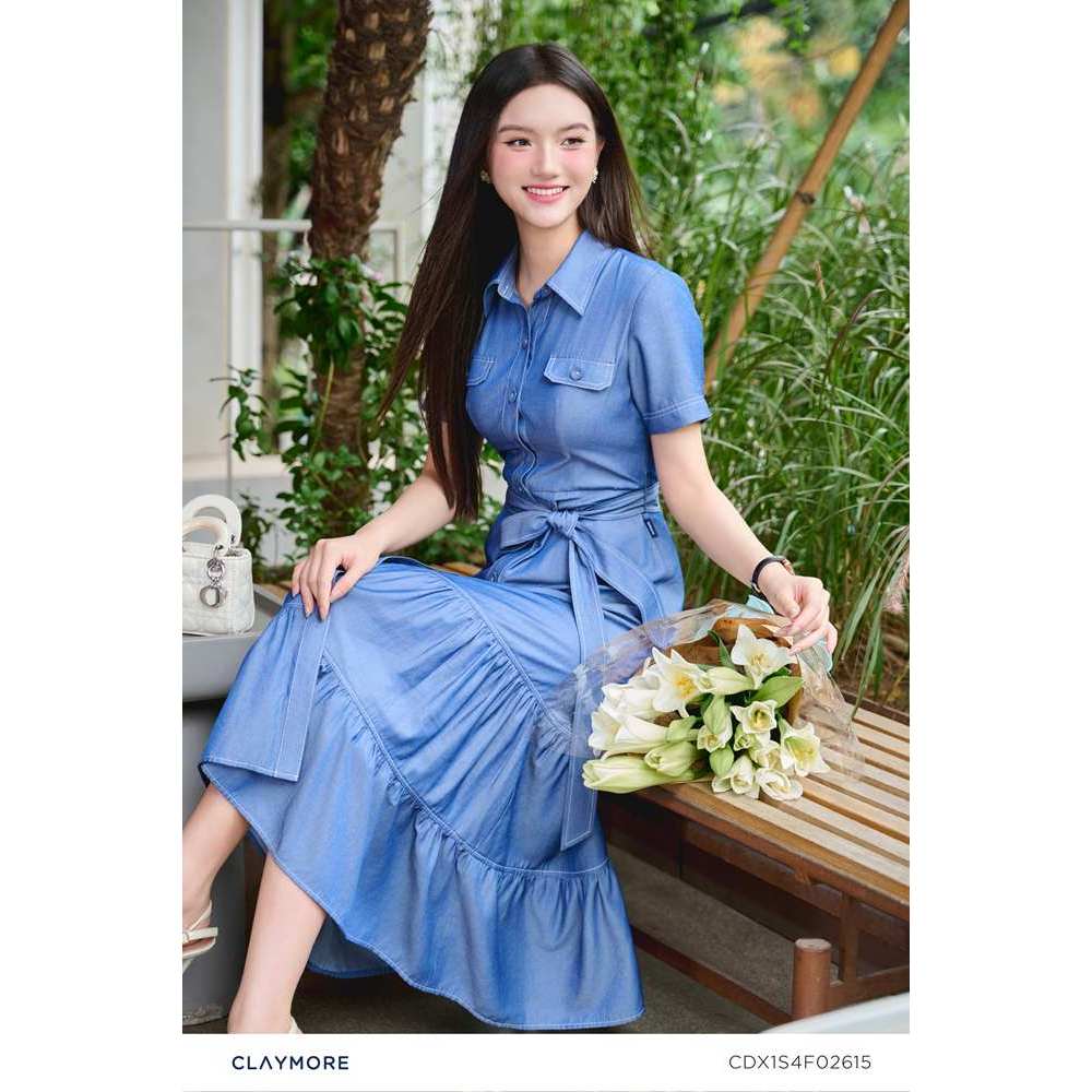 CLAYMORE MS CDX1S4F02615 เดรสเชิ้ตคอปกเยอรมันยาวแฟชั่นสํานักงานหรูหรา