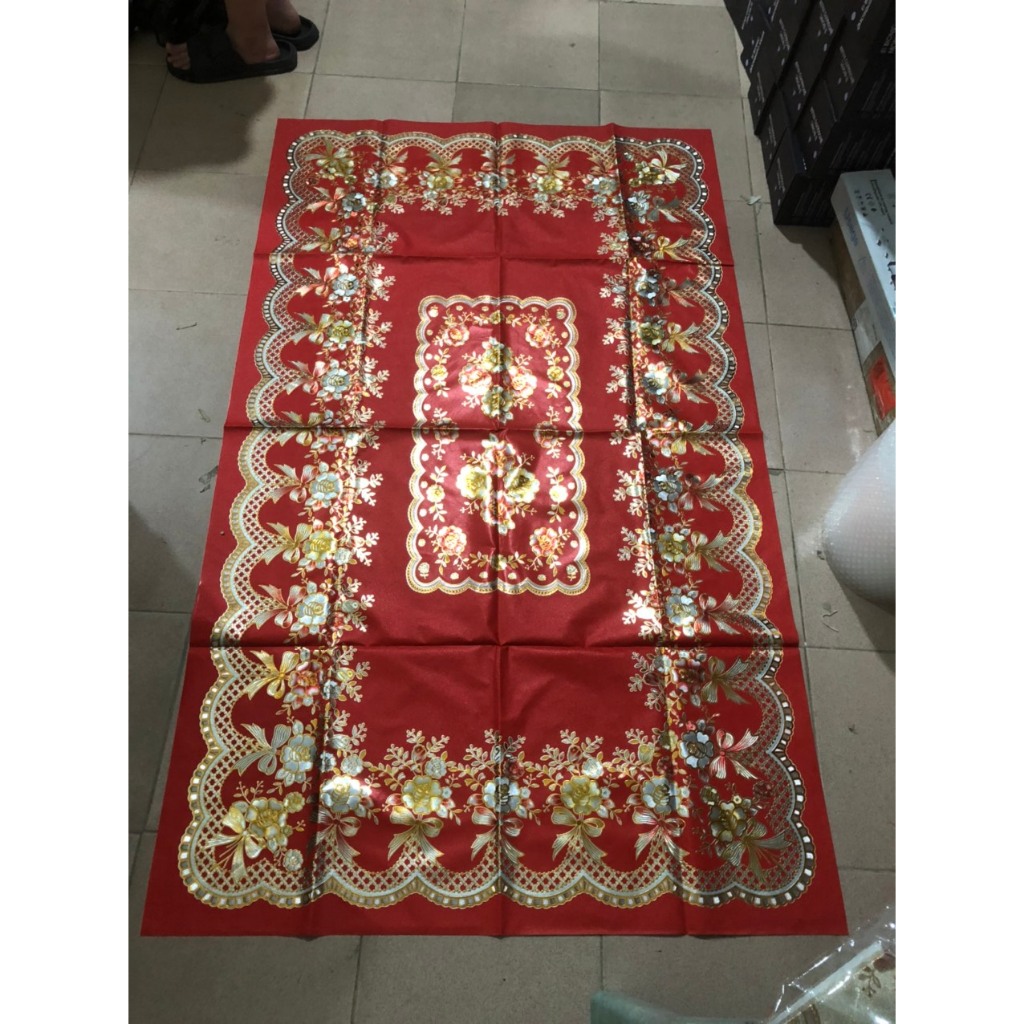 ผ้าปูโต๊ะทรงกลมสี่เหลี่ยมขนาด 1.5 ม. 3ง หรูหรา ท่ีต้านทานนํา้มัน เหลืองครีม แดงนูน