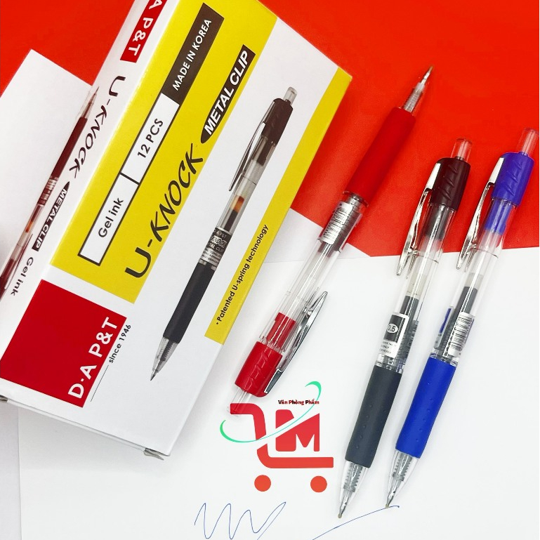 กล่อง 12 DA P&T U-Knock Press Water Pens 0.5mm Blue, Red, Black Ink คุณภาพดี / Korean Press Water Pe
