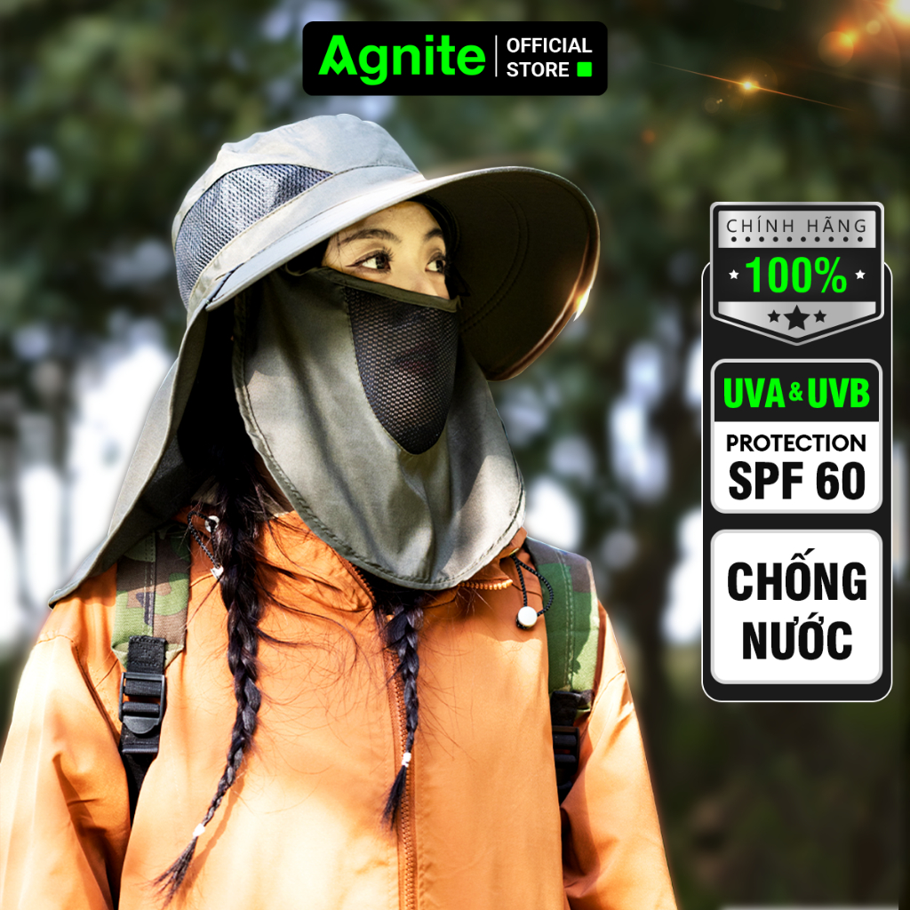 Agnite by Deli UV Protection Sun Hat With Face Cover Design ตาข ่ ายเย ็ นสบาย