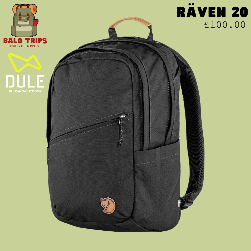 Fjallraven Raven 20 Travel - School Backpack - สีดํา