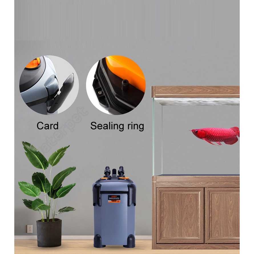 Sobo SF650F/1000F/1500F ตัวกรองถัง, ตัวกรองภายนอกสําหรับพิพิธภัณฑ์สัตว์น้ํา, ตัวกรองถังเงียบพร้อมไฟ 