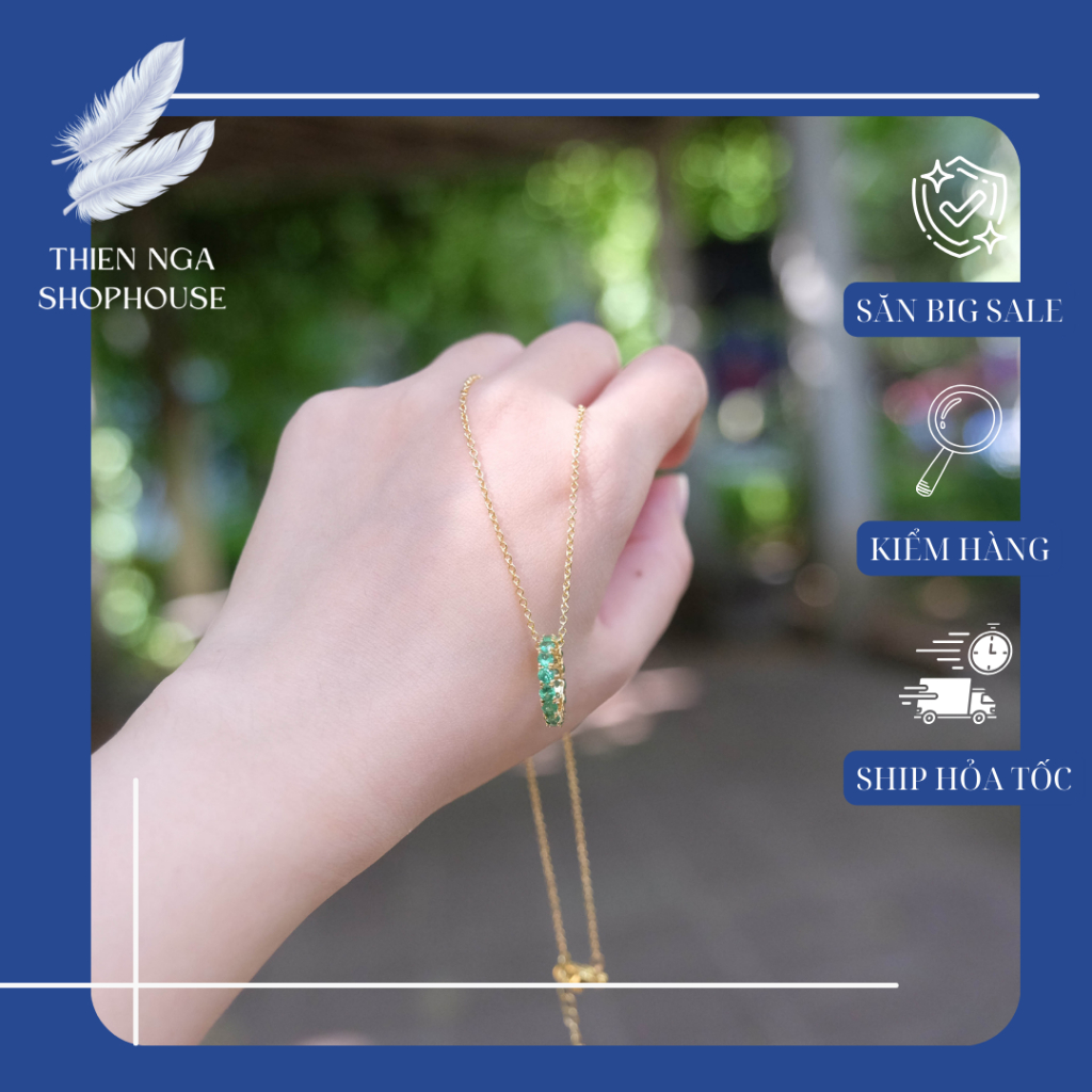 SWAROVSKI สร้อยคอสวารอฟสกี้ สร้อยคอผู้หญิง Fullbox Green Round Charm หรูหราและประณีต-Thien_nga_veet_