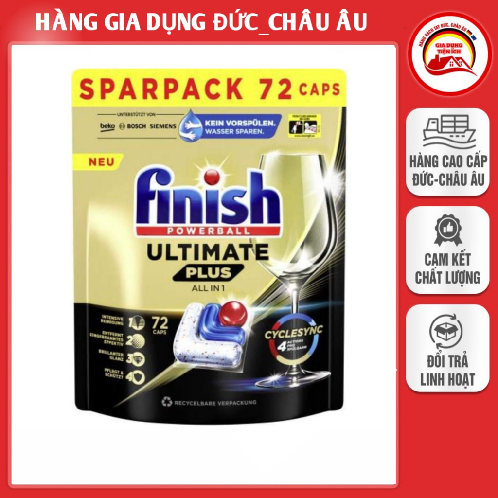 Finish Ultimate Plus All เม็ดเครื่องล้างจานในแพ็ค 72 เม็ด -โปแลนด์