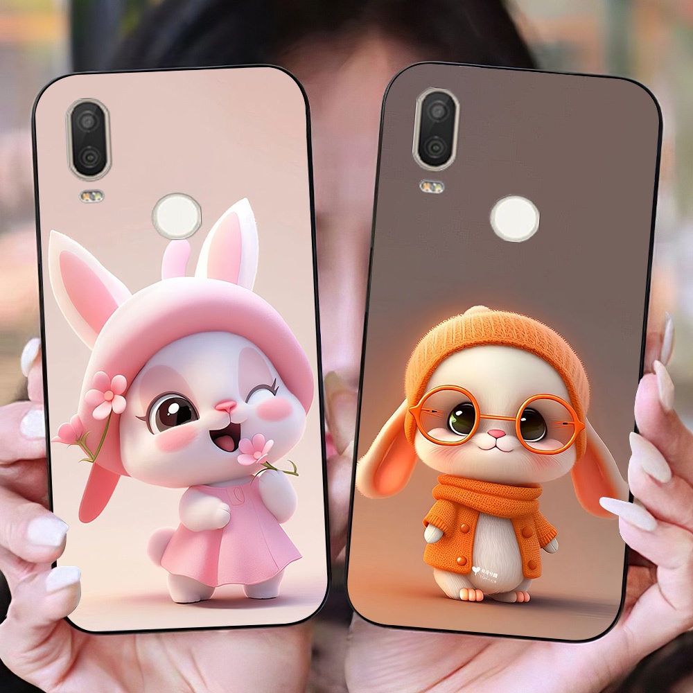 Vsmart Active 1 / vsmart Active 1 Plus / vsmart Active 1+ เคสยืดหยุ่นพร้อมชุดพิมพ์ลายกระต่ายน่ารัก b