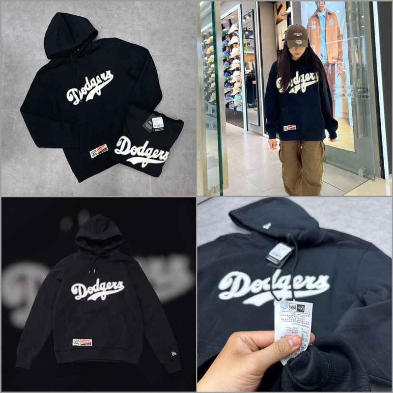 [GENUINE] NEW ERA x MLB DODGERS LA BLACK HOODIE 13781132 * NEW ERA HOODIE SWEATSHIRT WITH ของแท้ HAT