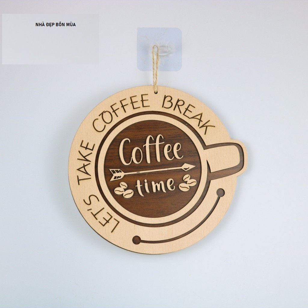 กระดานไม้สําหรับตกแต่งคาเฟ่ COFFEE TIME LET TAKE COFFEE BREAK มาพร้อมสติ๊กเกอร์