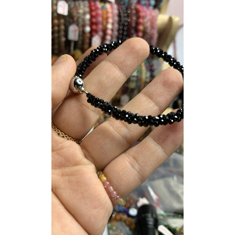(Spinel)สร้อยข้อมือSparkling black Spinel ขนาด 2mm+