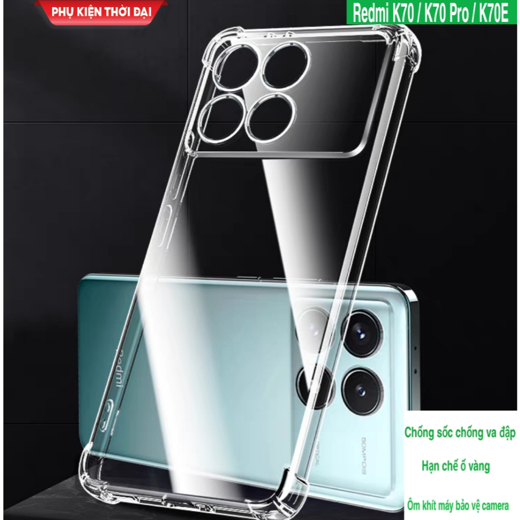 เคส Redmi K70 / K70 Pro / K70E / K70 Ultra / K80 / K80 Pro ยืดหยุ่นและโปร่งใสด้วยนูน 4 มุม เพื่อจําก
