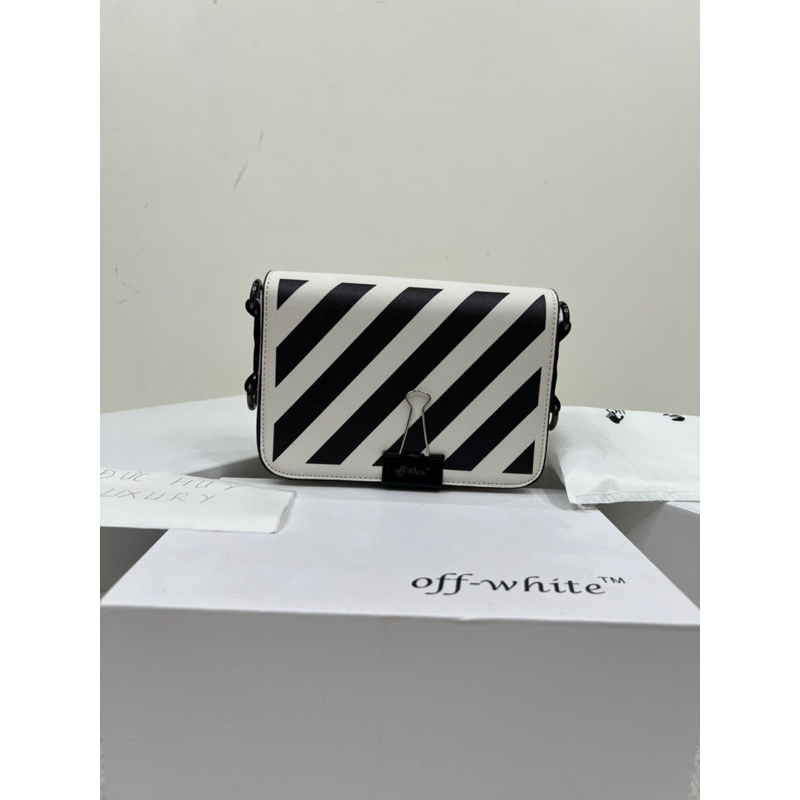 ️คุณภาพสูง ️Off Whitty Sling Bag - Off Whitty Crossbody Bag White with Black Stripes. เวอร์ชั่นเวอร์