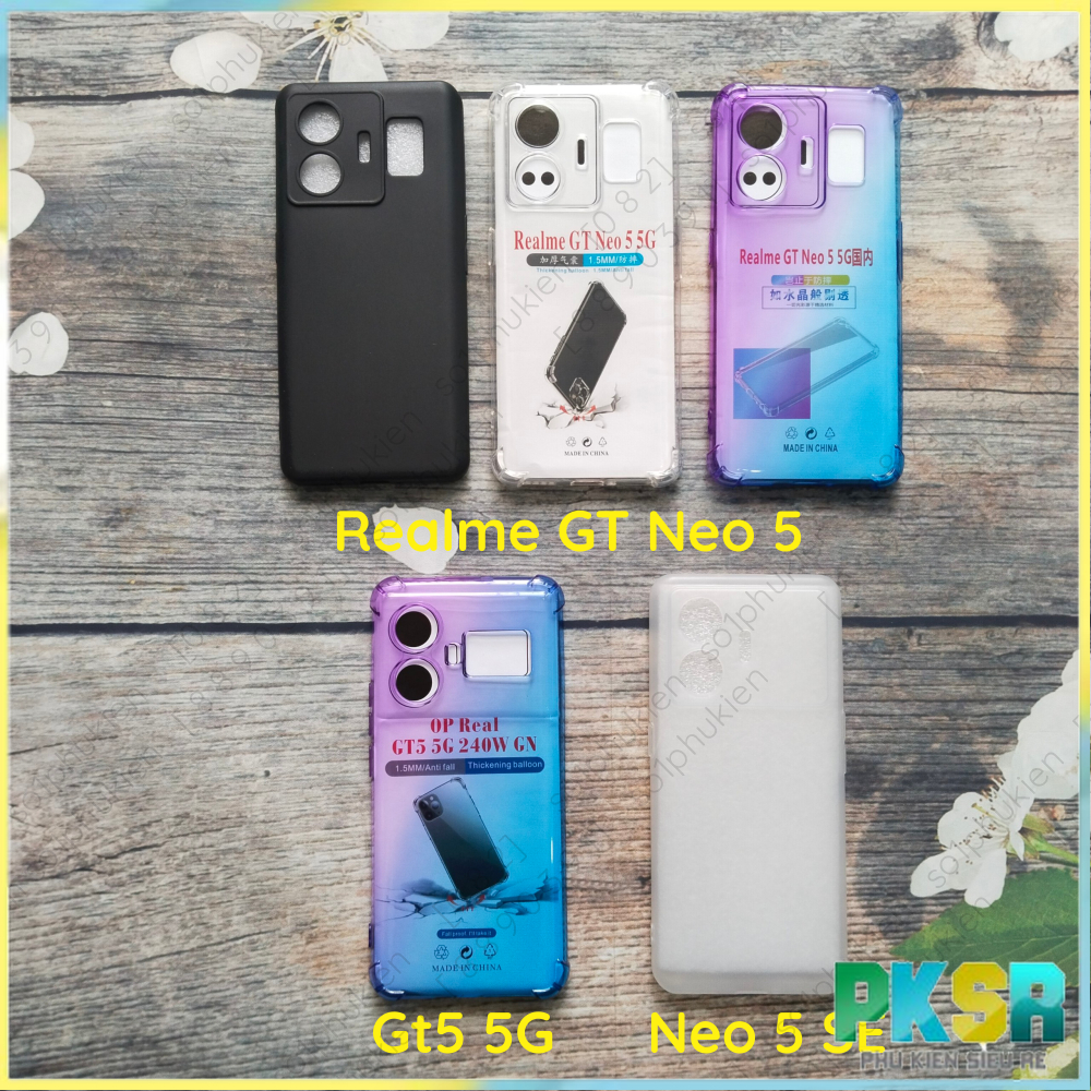 Realme GT Neo 5 (GT NEO5)/ Neo 5 SE/ GT5 5G(GT5 240W) เคส GT3 กันกระแทก ใสและด้าน พลาสติกสีดํา พร้อม
