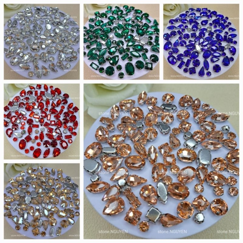 BEADED STONE_BASED CRYSTAL STONE พร้อมหิน HOLE_CLOTHING STONE