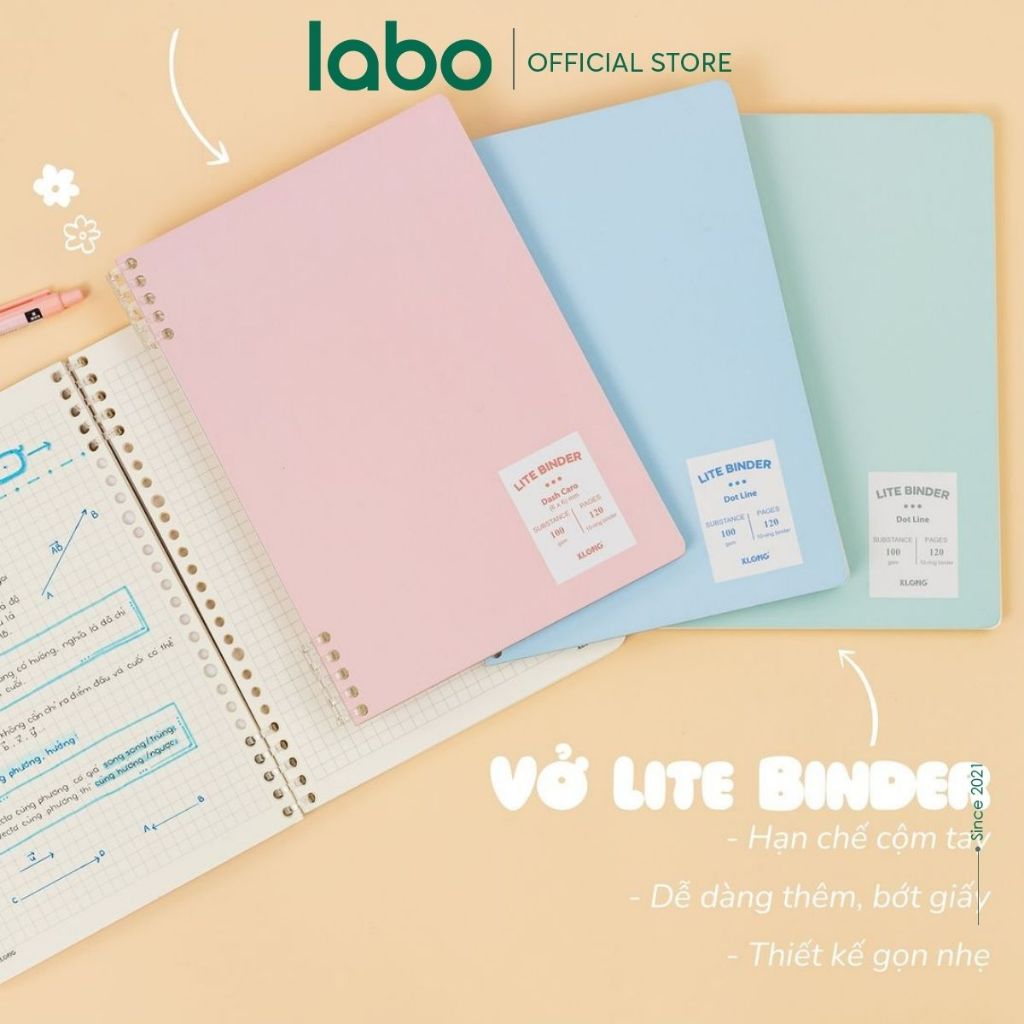 Klong Lite Binder Dash Caro Dot Line สมุดบันทึกพลาสติกสองหัว 120 หน้า 100gsm