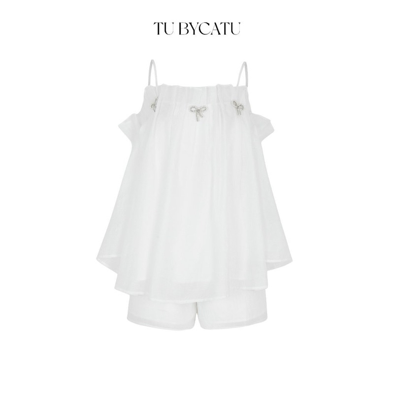 (PASS ใหม่) TUBYCATU | Set zane white set Shirt And Shorts
