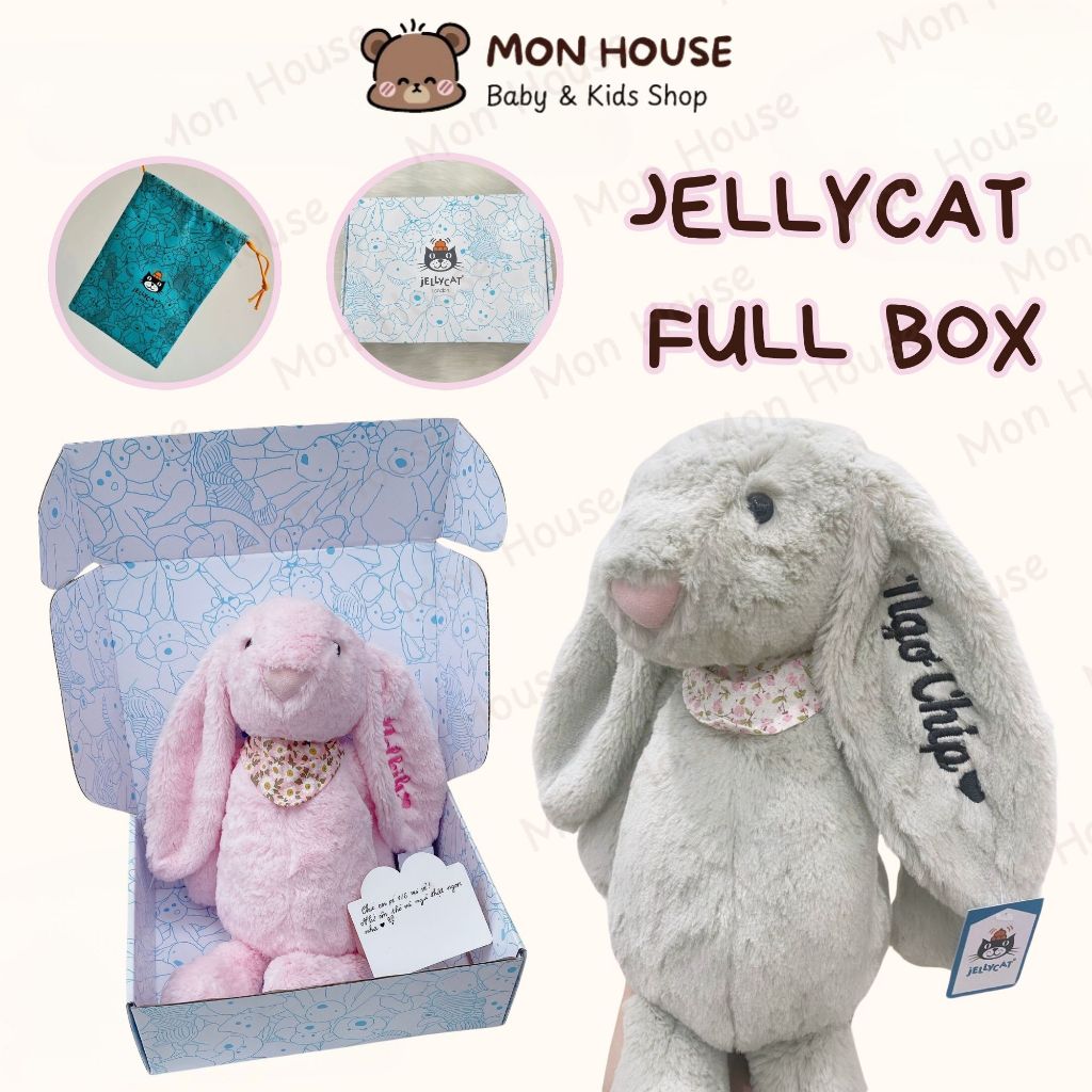 [FULL Box rabbit 40CM] ตุ๊กตากระต่ายเยลลี่แคทขนนุ่มพร้อมคําเรียกร้องปักชื่อเด็ก ของขวัญมีความหมาย กระต่ายเยลลี่แคทปักชื่อ