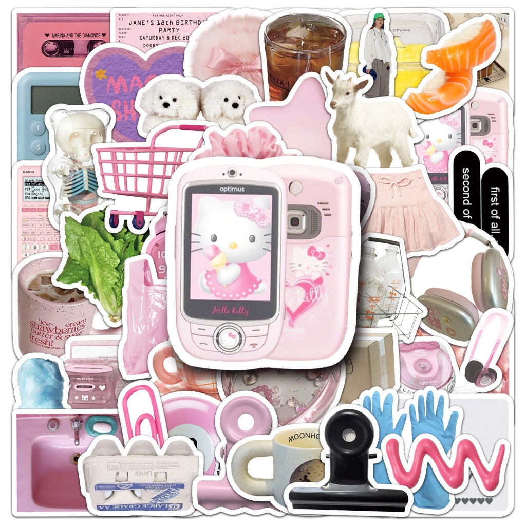 Y2K 3d วัตถุสีชมพู สติ๊กเกอร์สําหรับหมวกกันน็อค กีตาร์ อูคูเลเล่ โทรศัพท์ โน๊ตบุ๊ค แล็ปท็อป - s568