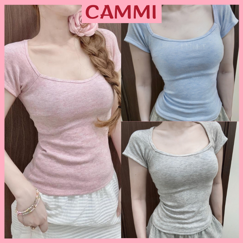 เสื้อยืดคอเหลี่ยมทรงเข้ารูปเนื้อเรียบและเย็นเสื้อยืดคอเหลี่ยมผู้หญิงทําให้แบนและรูปร่างยืด ฮ่า666