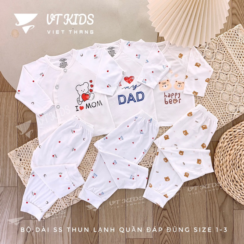 Pettit Vtkids เซตยาวผ้าสแปนเด็กซ์เย็นลาย Papa สําหรับเด็กแรกเกิด (VTD)