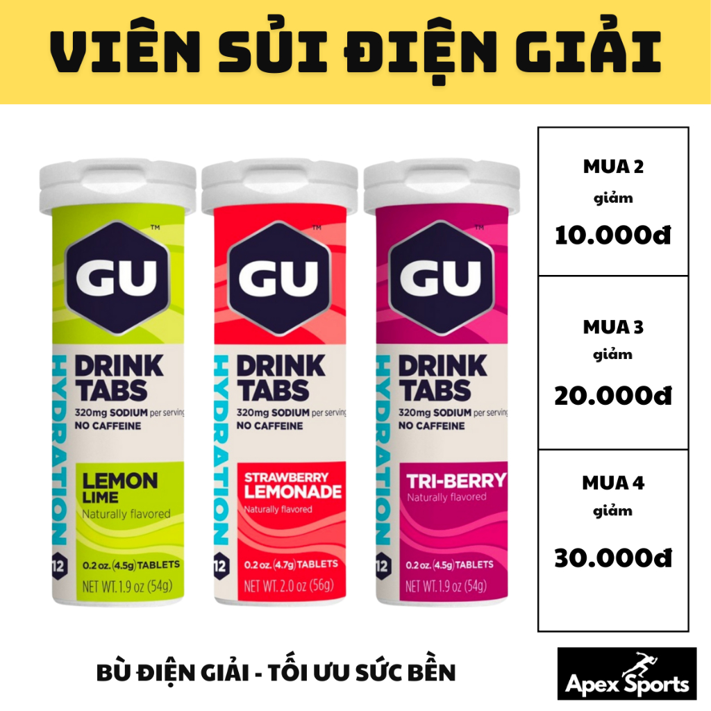 Gu Hydration Drink Tabs เม็ดฟู่อิเล็กโทรไลต์ หลอด 12 เม็ด สําหรับเล่นกีฬา วิ่ง ขี่จักรยาน trail