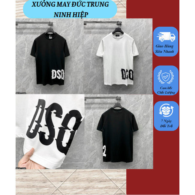 เสื้อยืดแฟชั่น Dsq 2 สีสีดําและสีขาวลาย Dsq 2 ครึ่งซี่โครงสุดสวย