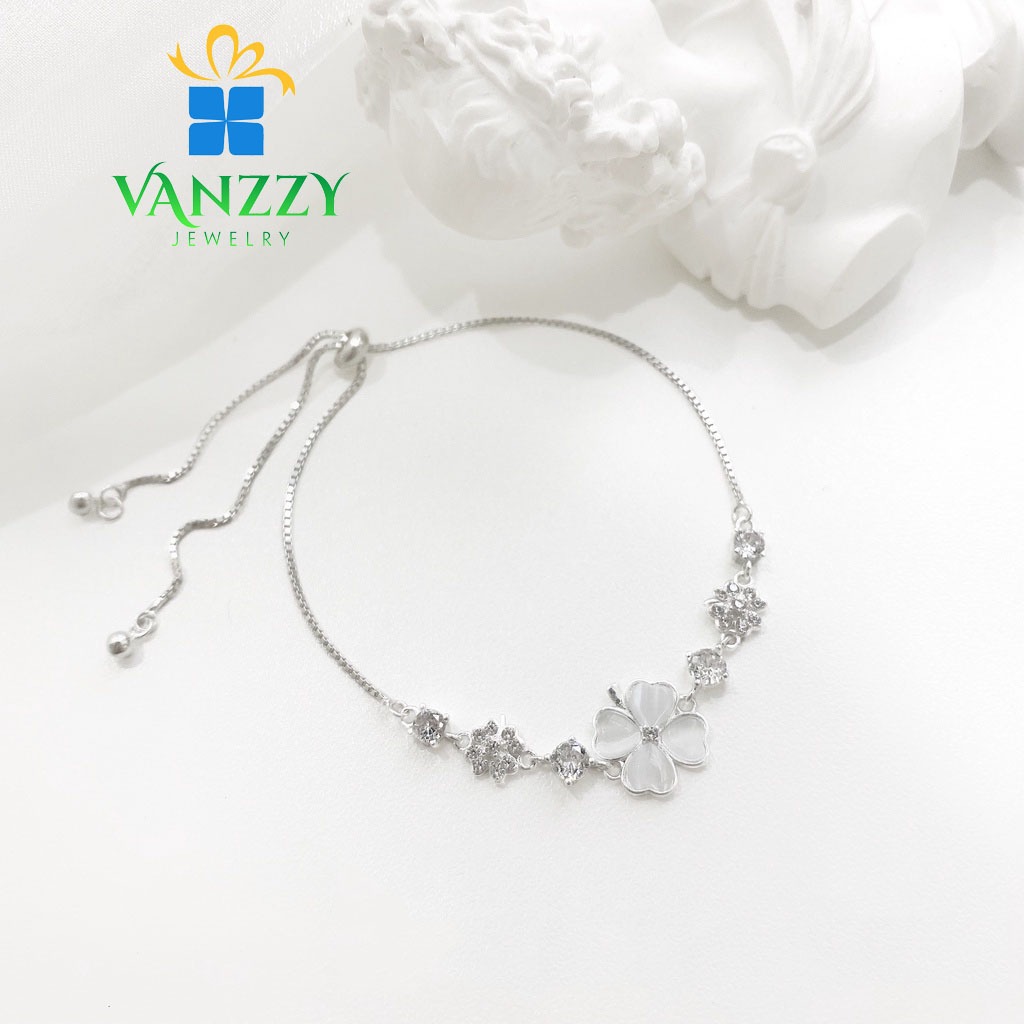 สร้อยข้อมือเงิน S925 VANZZY JEWELRY JEWELRY สร้อยข้อมือลายหญ้าหลายใบ VZ035