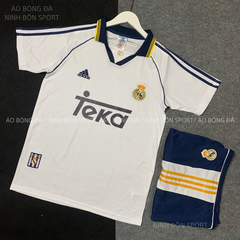 เสื้อฟุตบอล Real Madrid Retro Club 1998 / 1999 - กางเกงพร้อมกระเป๋า - ผ้าแหลมไทยคุณภาพสูง