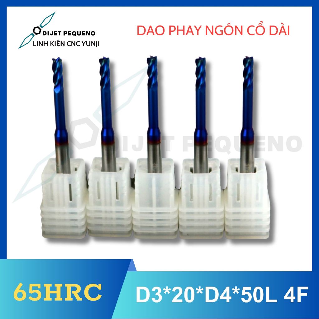 โรงสีปลายคอยาวหลังความร้อน D3*20*D4*50L 4F 65HRC
