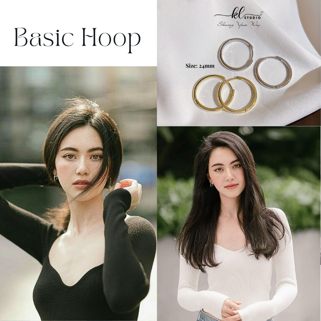 [KL.Studio] ต่างหูทรงกลมธรรมดาธรรมดาบุคลิกภาพต่างหูทรงกลมเรียบง่ายห่วง Unisex - E246
