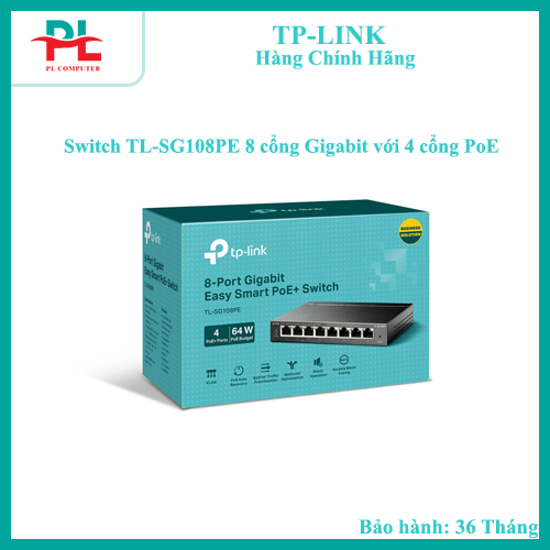 TP-Link Easy Smart Switch TL-SG108PE 8 พอร์ต Gigabit พร้อมพอร์ต PoE 4 พอร์ต - สินค้าของแท้
