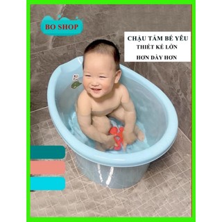 Xô bồn tắm có ghế ngồi bằng nhựa PP dày dặn thành cao chống gió cảm lạnh cho bé 0-6 tuổi