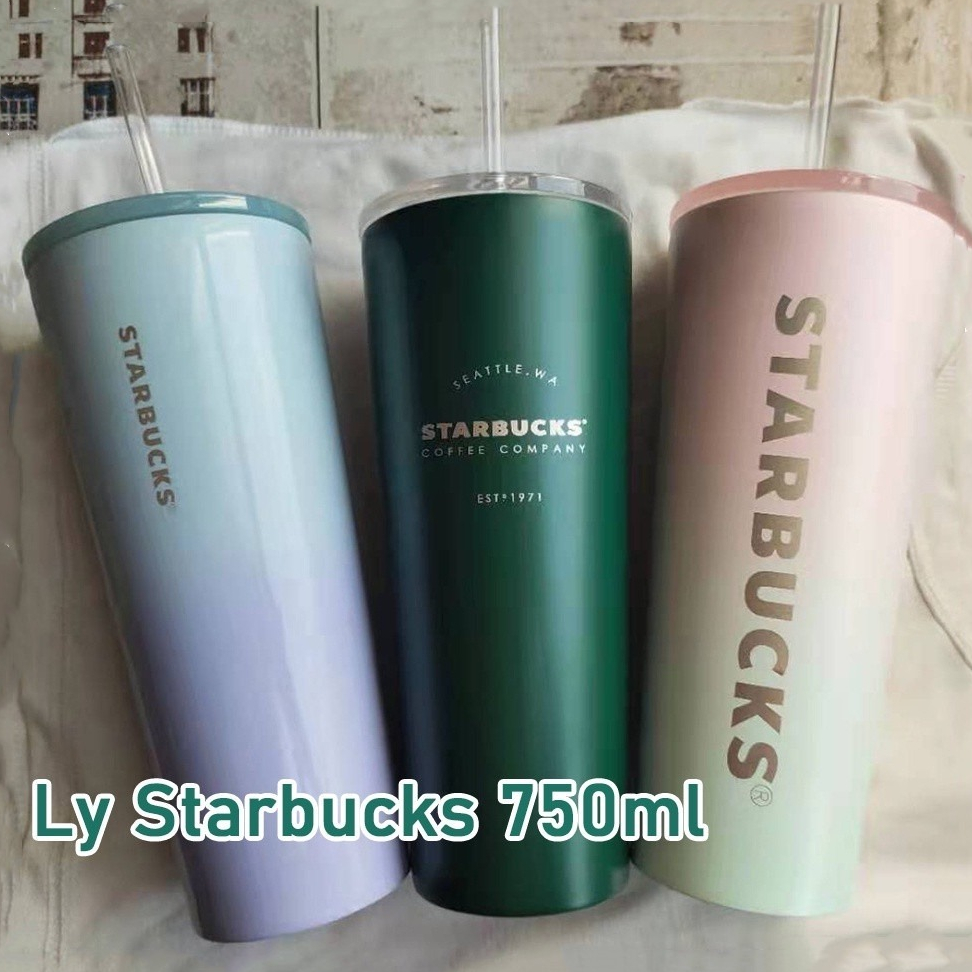สตาร์บัคส์ ถ้วยเก็บความร้อน750มิลลิลิตรสแตนเลสความจุฝาทนชาพร้อมหลอดสะดวก