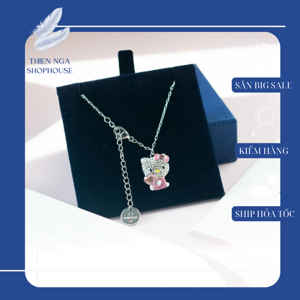 SWAROVSKI สร้อยคอสวารอฟสกี้ สร้อยคอ Cat KITTY คุณภาพสูง Fullbox_thien_nga_veet_nam