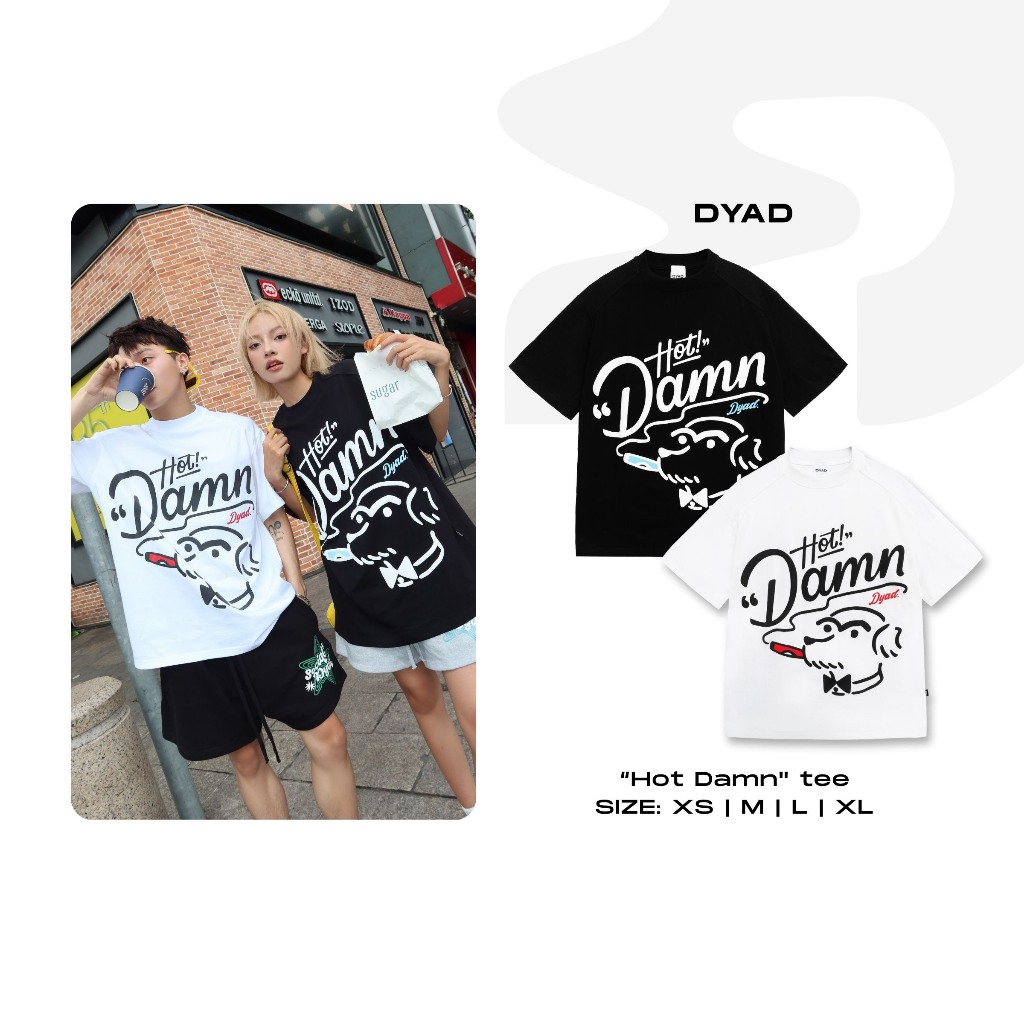 เสื้อยืด Unisex คอกลม ทรงหลวม แขนหลวม สําหรับผู้ชายและผู้หญิง ผ้าไหมนูน DAMN ผ้าฝ้าย 2 ทาง 250gsm DYAD