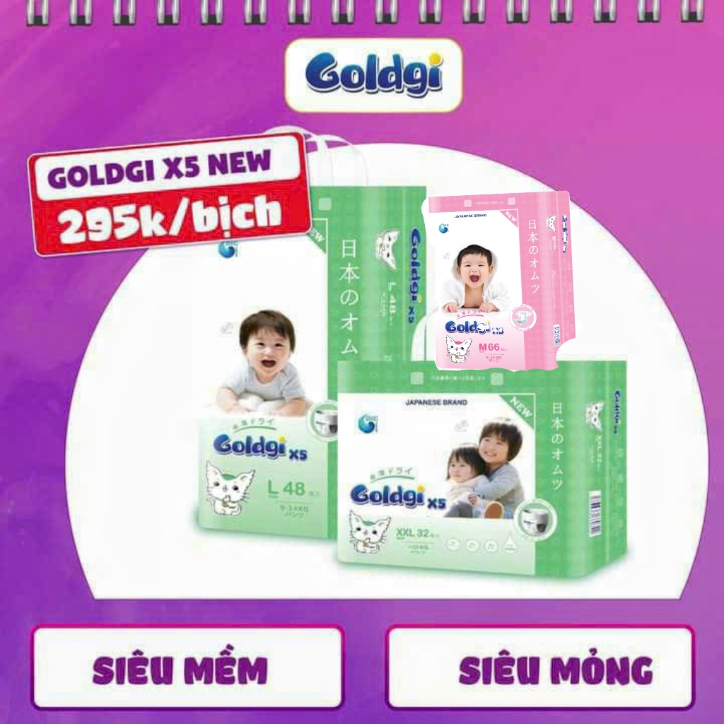 [HCM] ผ้าอ้อม/ผ้าอ้อม กางเกง GOLDGI X5 ของญี่ปุ่นสําหรับทารกทุกขนาด NB92/S84/M66/L48/XL44/XXL32