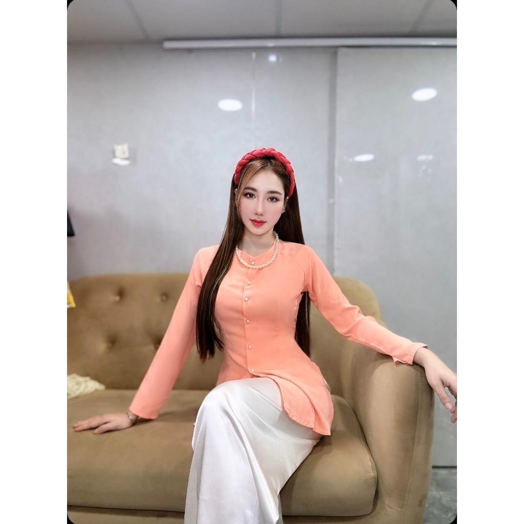 เสื้อ Han Nguyeen Ba - BA49 (เสื้อเดี่ยว) Ba Ba ผ้าไหมธรรมดา Tam Y คอกลมติดกระดุมแขนยาว - เสื้อ Han 