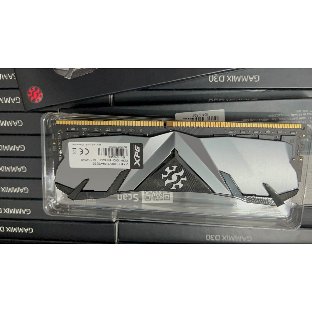 Adata XPG D30 8GB DDR4 3200MHz Black PC Ram Memory - สินค้าของแท้