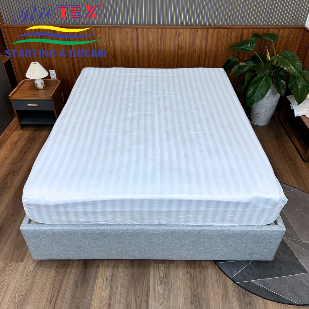 Riotex Luxury Hotel แผ่นผ้าฝ้ายลายทางสีขาว