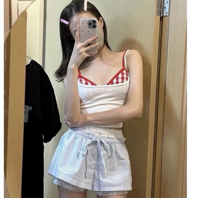 SET OF 4 RED BRA - 2-STRING BLOUSE WITH LACE PANTS BIGSIZE FORM 60-90KG (BIGSIZE FAT)