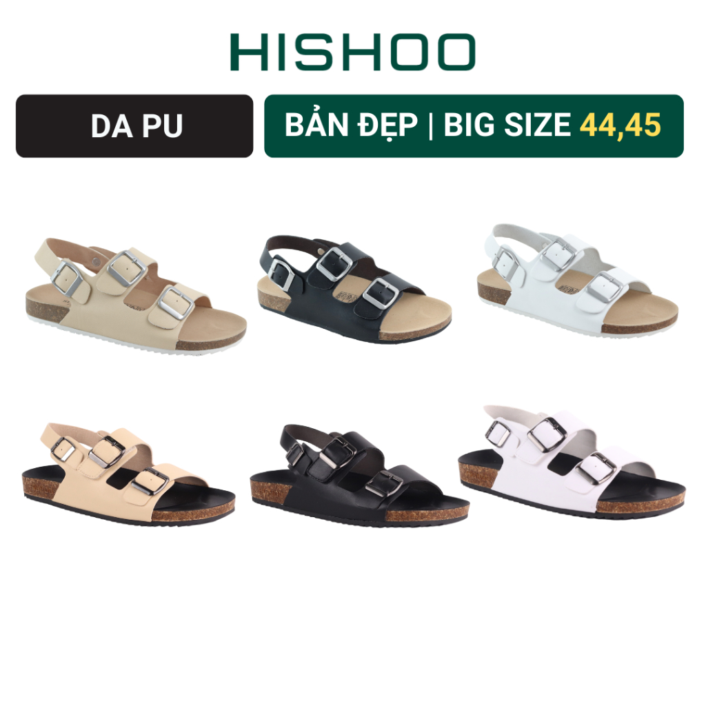 Birken แกลบรองเท้าแตะสําหรับผู้ชายและผู้หญิง unisex 2 หัวเข็มขัด BLACK FACE หนัง PU แท้ Hishoo VNXK Ulzzang S102