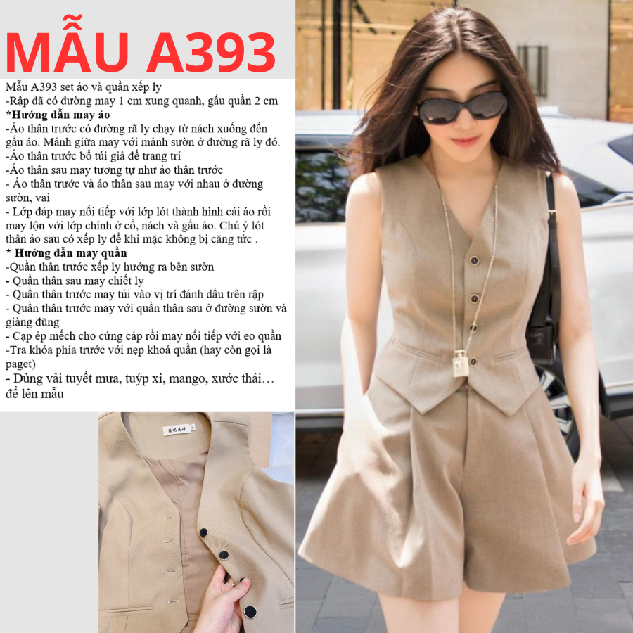 A0 แผ่นกระดาษ (ไม่มีผ้า) ชุดเสื้อกางเกง A393 รูปที่ 2