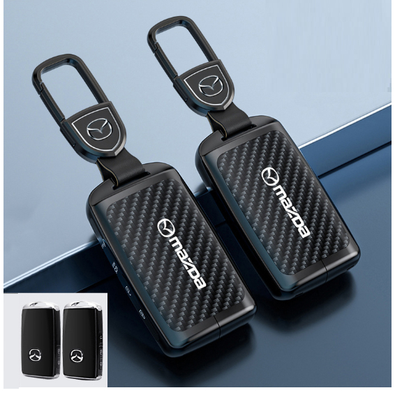 (Hanoi) เคสกุญแจคาร์บอนสําหรับ Mazda 3, CX3, CX5, CX30, CX8 รุ่นใหม่ล่าสุด 2025 หรูหราโลหะผสม 2 ชั้น