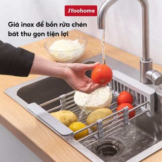 Kệ Gác Bồn Rửa Chén Bát Đa Năng JYoohome Giá Rổ Gác Chậu Rửa Bát Đựng Hoa Quả Đồ Tiện Ích Thông Minh