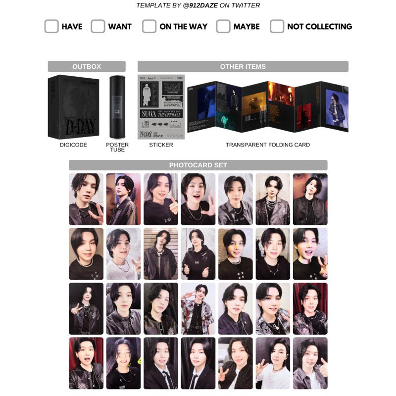 [READ Description CAREFULLY] ~ แยกชุด suga D-day the original card // Agust-D DDay Tour