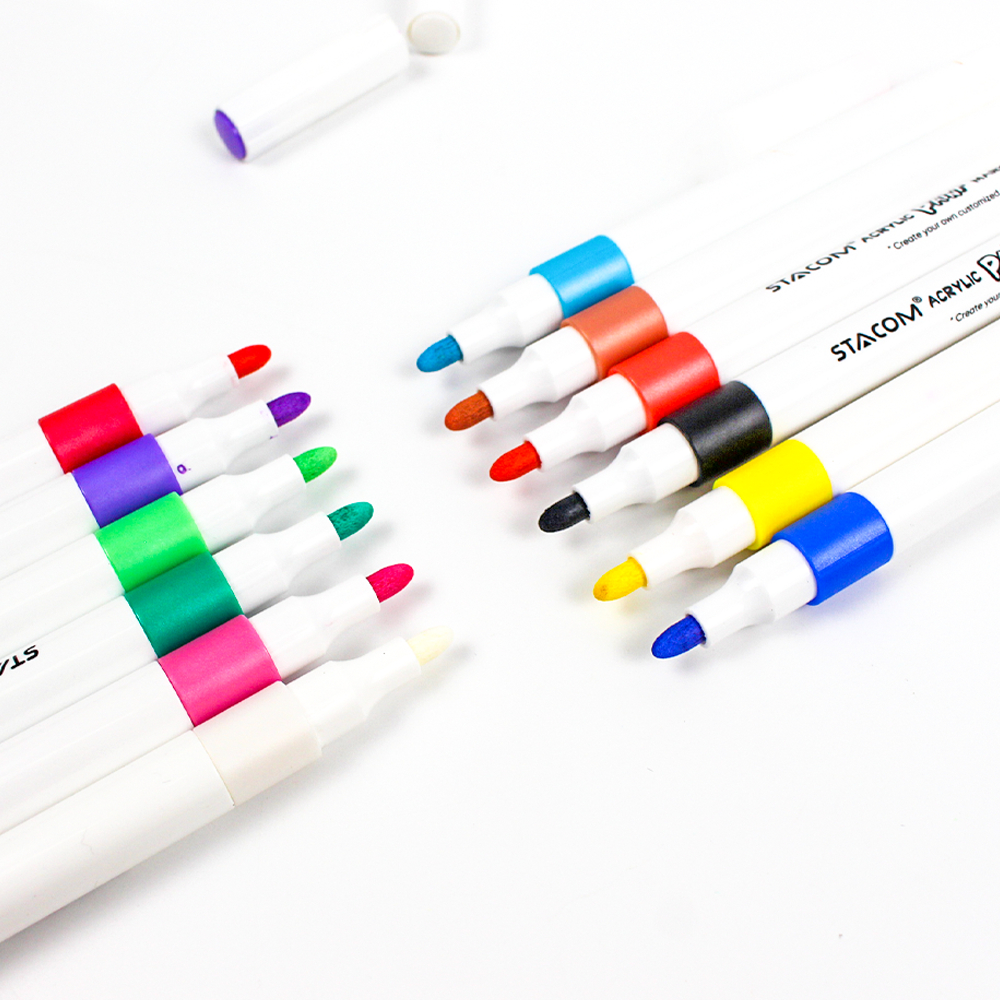 [SPM] ชุดปากกามาร์กเกอร์สีอะครีลิค Stacom PM012A / PM048A 12/24 สี