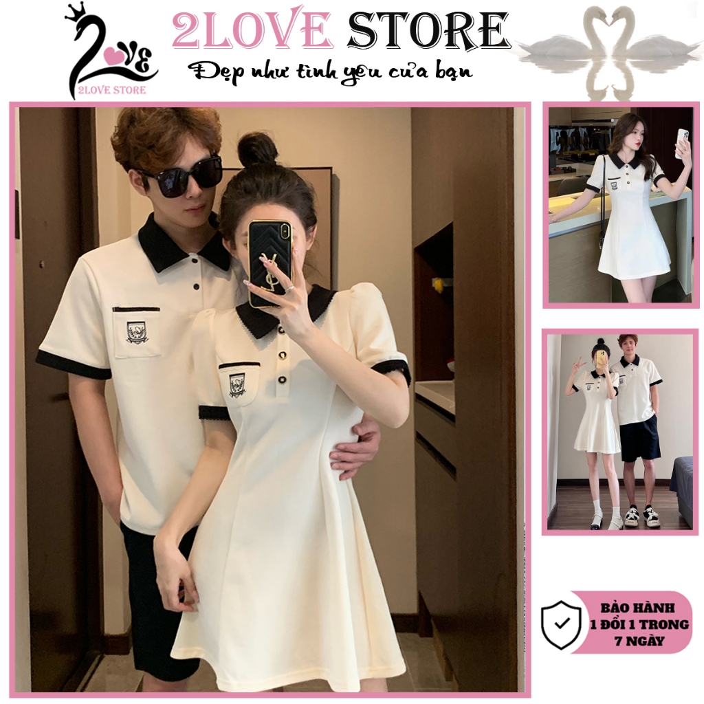 2รัก ชุดคู่ เซ็ทกระโปรงทรงเอและเสื้อโปโลชายแขนสั้นน่ารัก อ่อนเยาว์ รหัส 36