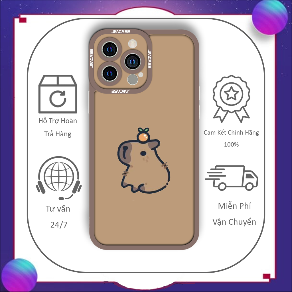 JMCaseCapybara Food Square Edge iPhone Case เหมาะสําหรับ iPhone 15 14 13 12 11 Plus Xr X Xs Max 13Pr