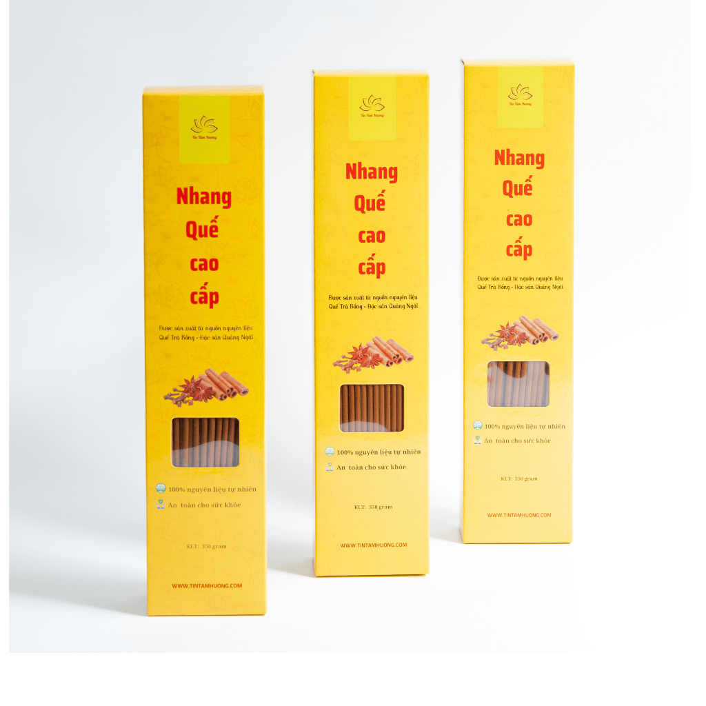 ธูปเปลือกอบเชย Tra Bong พรีเมี่ยม 100% 350gr/200 แท่ง ผลิตจากเปลือก Tra Bong Cinnamon - Quang Ngai พ