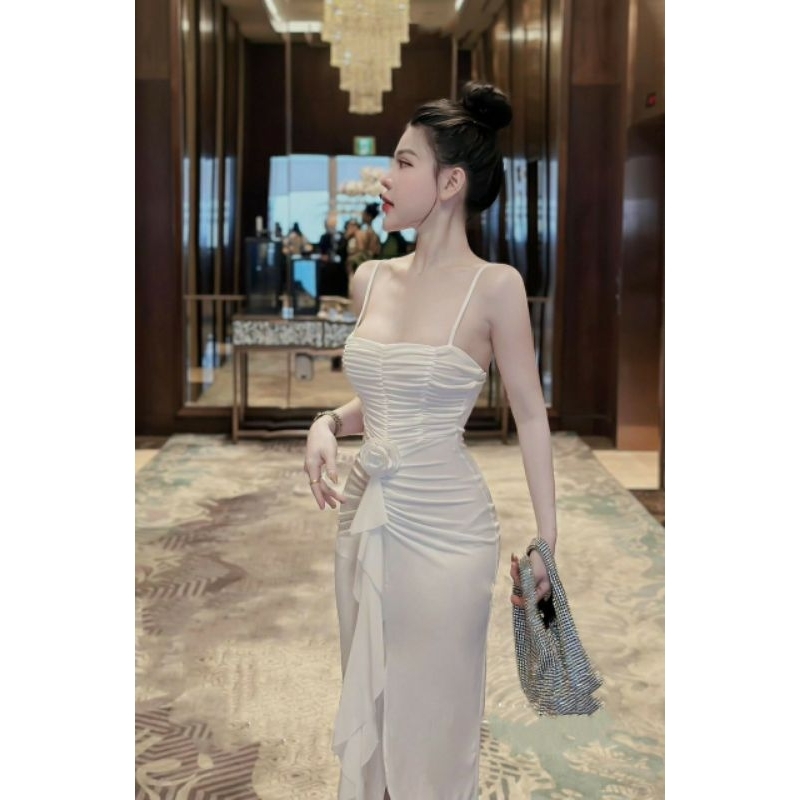 เดรสยาวสายรัดร่างกายแยกพนังที่มีการออกแบบร่างกายน่าระทึกใจด้วยผ้าฝ้ายปกท้องเพื่อปกปิดรูปร่างสําหรับผู้หญิง [ด้วยแผ่นซับน้ํานม]ก879