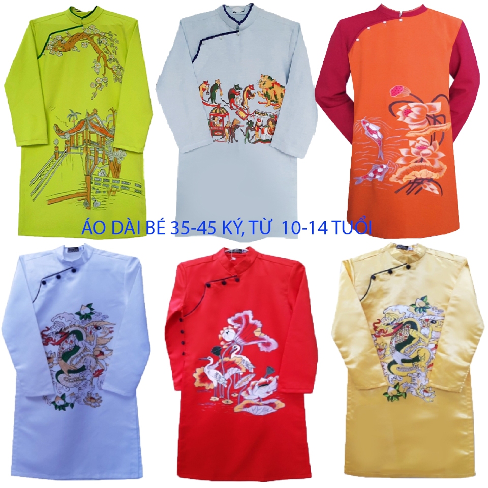 Ao Dai สําหรับเด็กผู้ชายตั้งแต่ 35-45 KG 10-14 YEARS